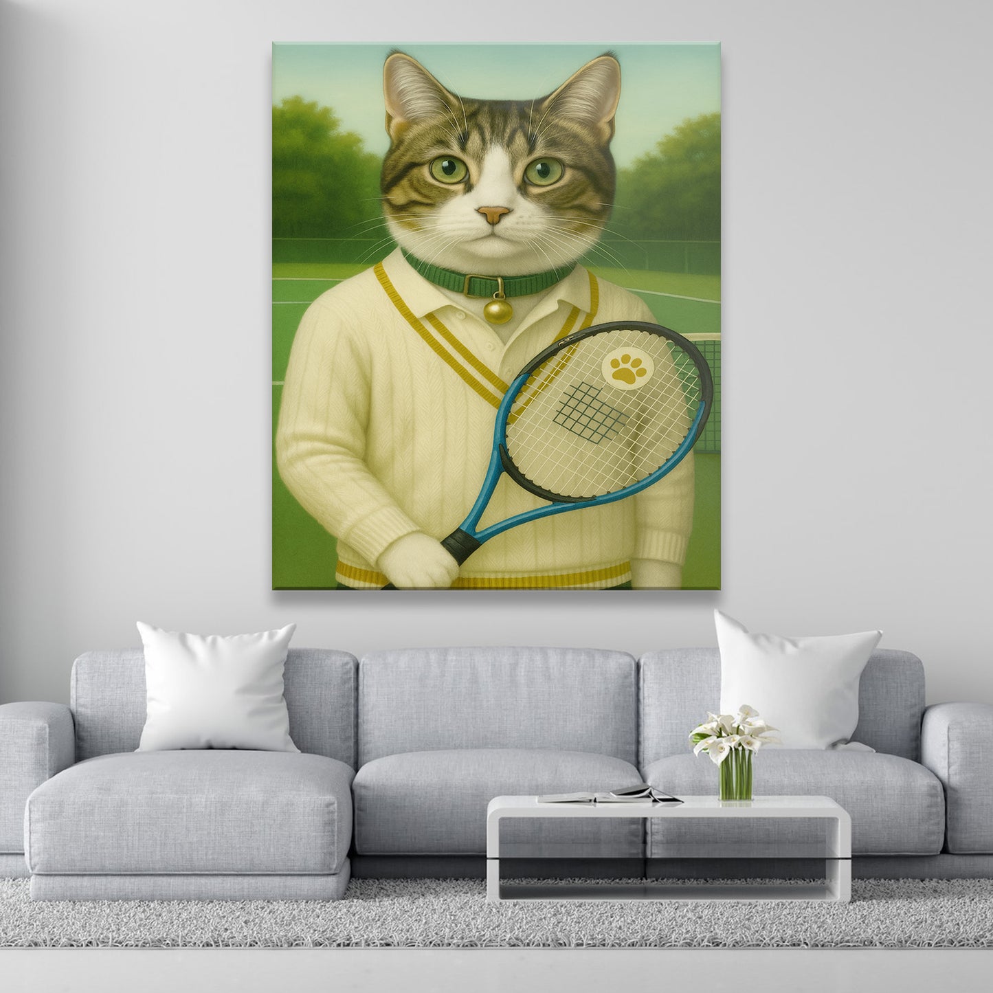 Custom Photo Tennis Player Cat Canvas