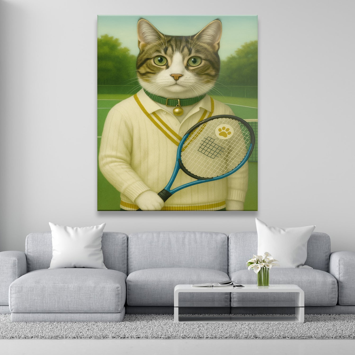 Custom Photo Tennis Player Cat Canvas