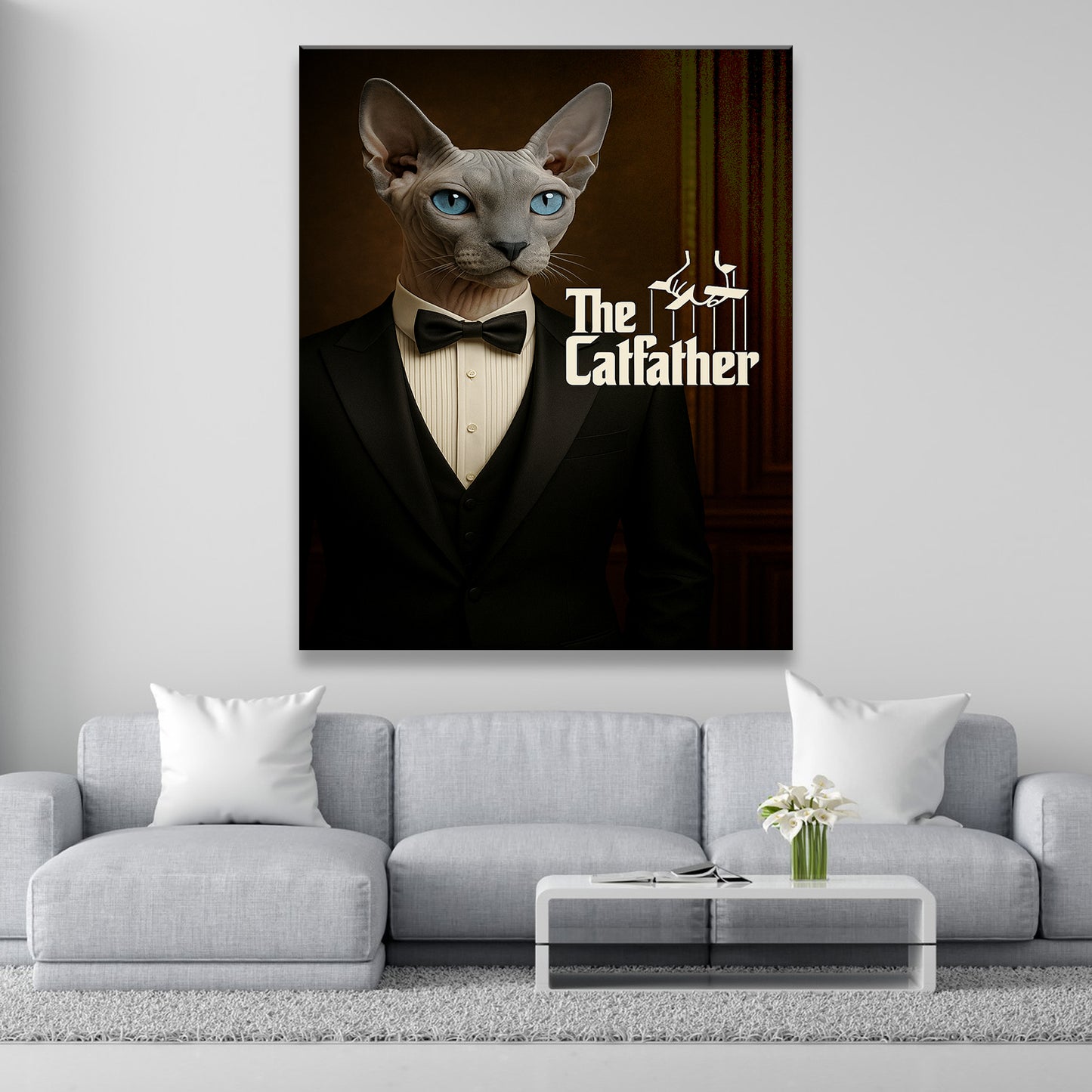 Custom Photo Cat Father Canvas _ Gift For Cat Lovers