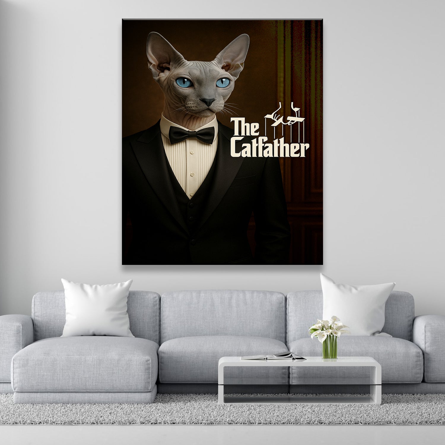 Custom Photo Cat Father Canvas _ Gift For Cat Lovers