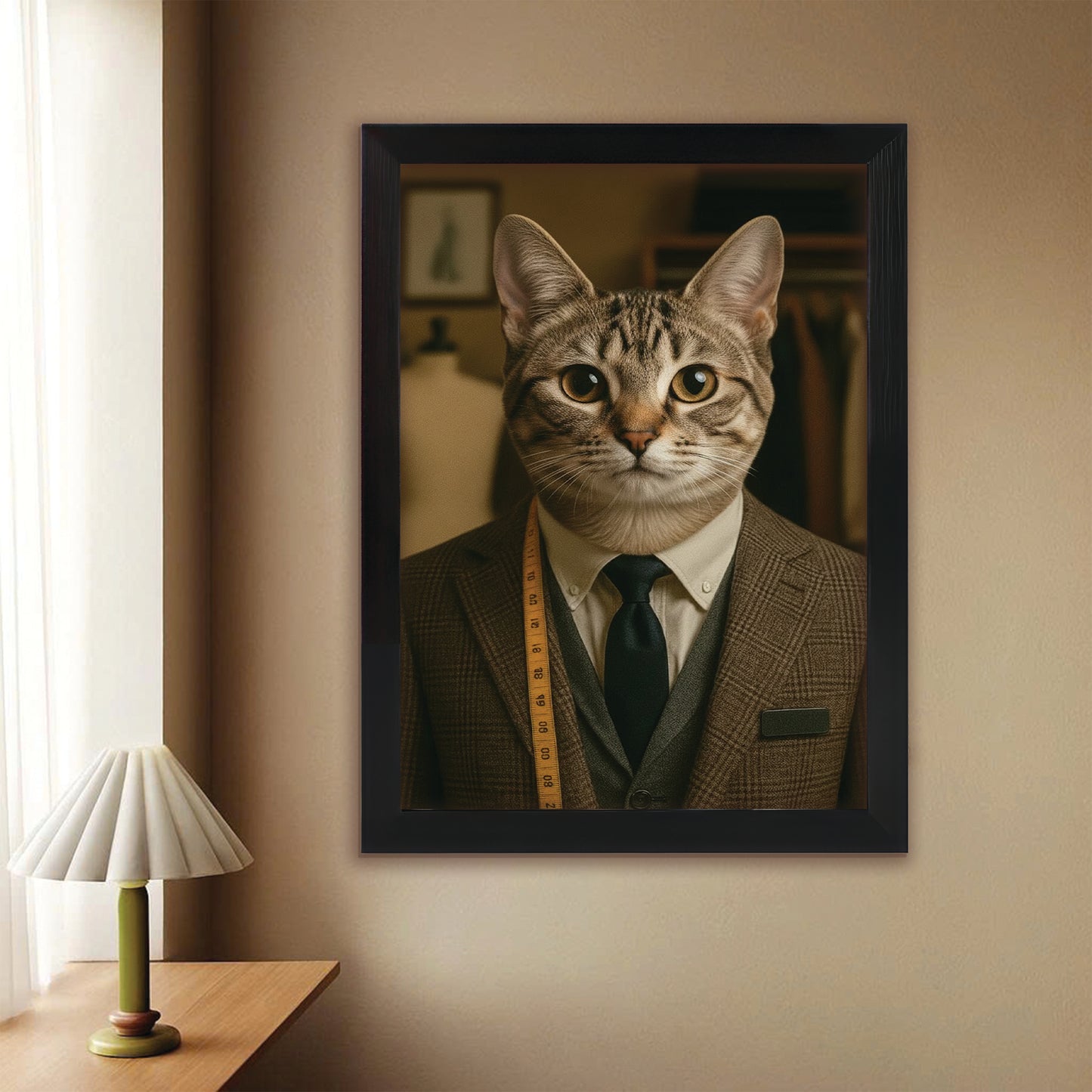 Custom Photo Tailor Cat Canvas Framed Wall Art Gift For Cat Lovers