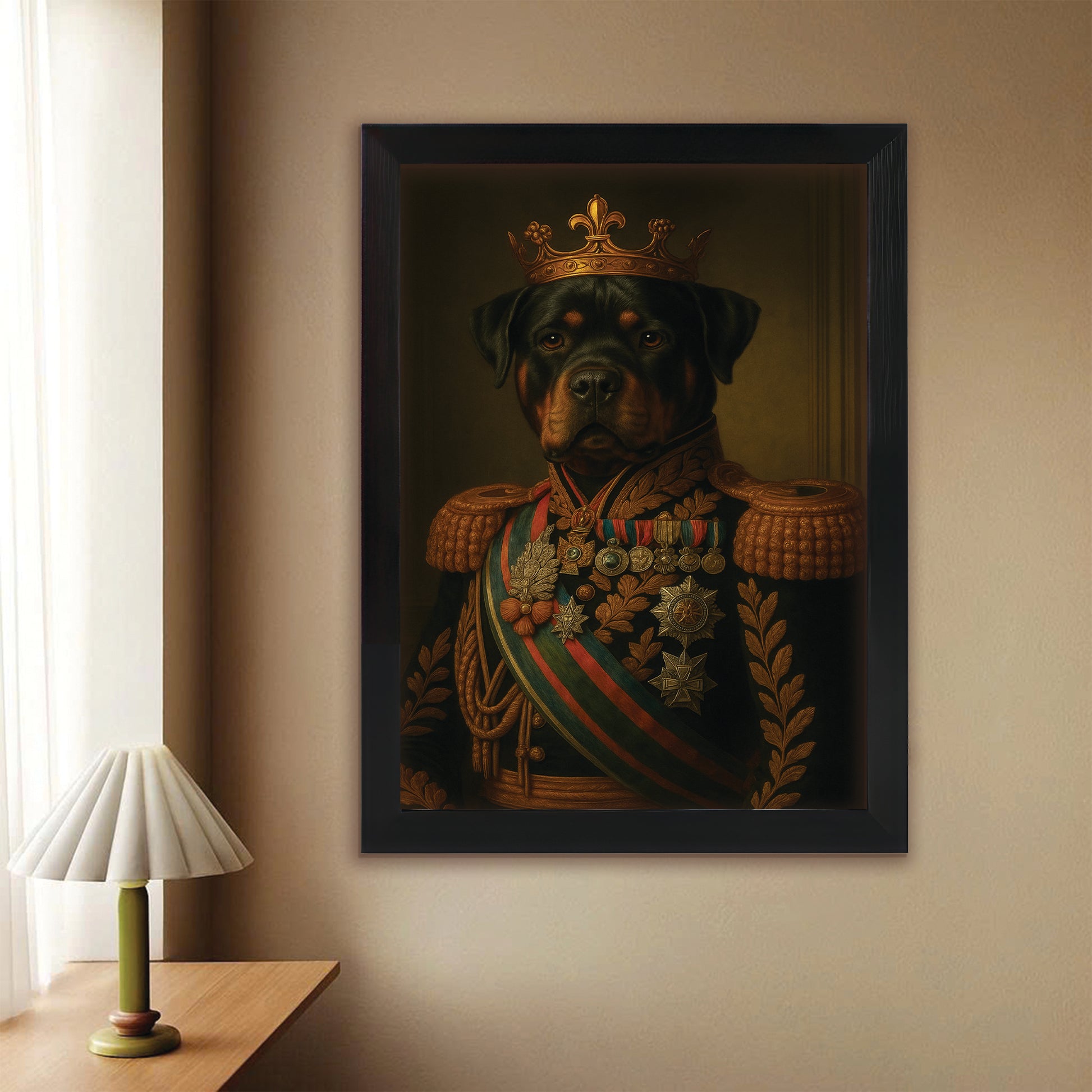 Custom Photo Dog King Crown Royal Canvas Framed Wall Art Framed Wall Art _ Gift For Dog Lovers