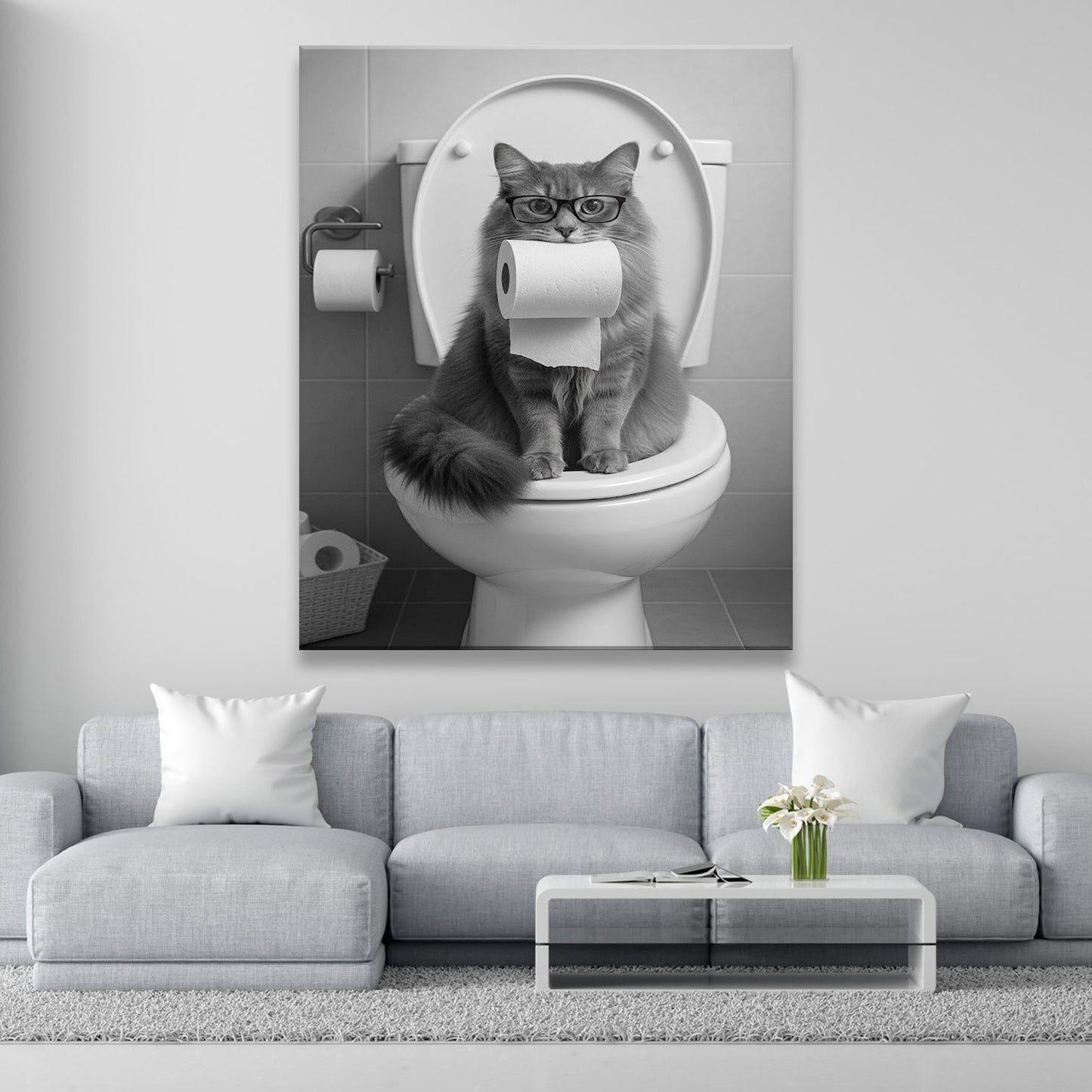Custom Photo Cat Bathroom Style 5 Canvas Gift For Cat Lovers