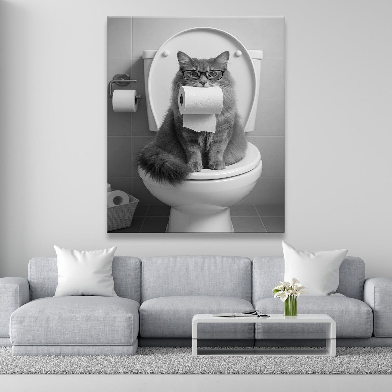 Custom Photo Cat Bathroom Style 5 Canvas Gift For Cat Lovers