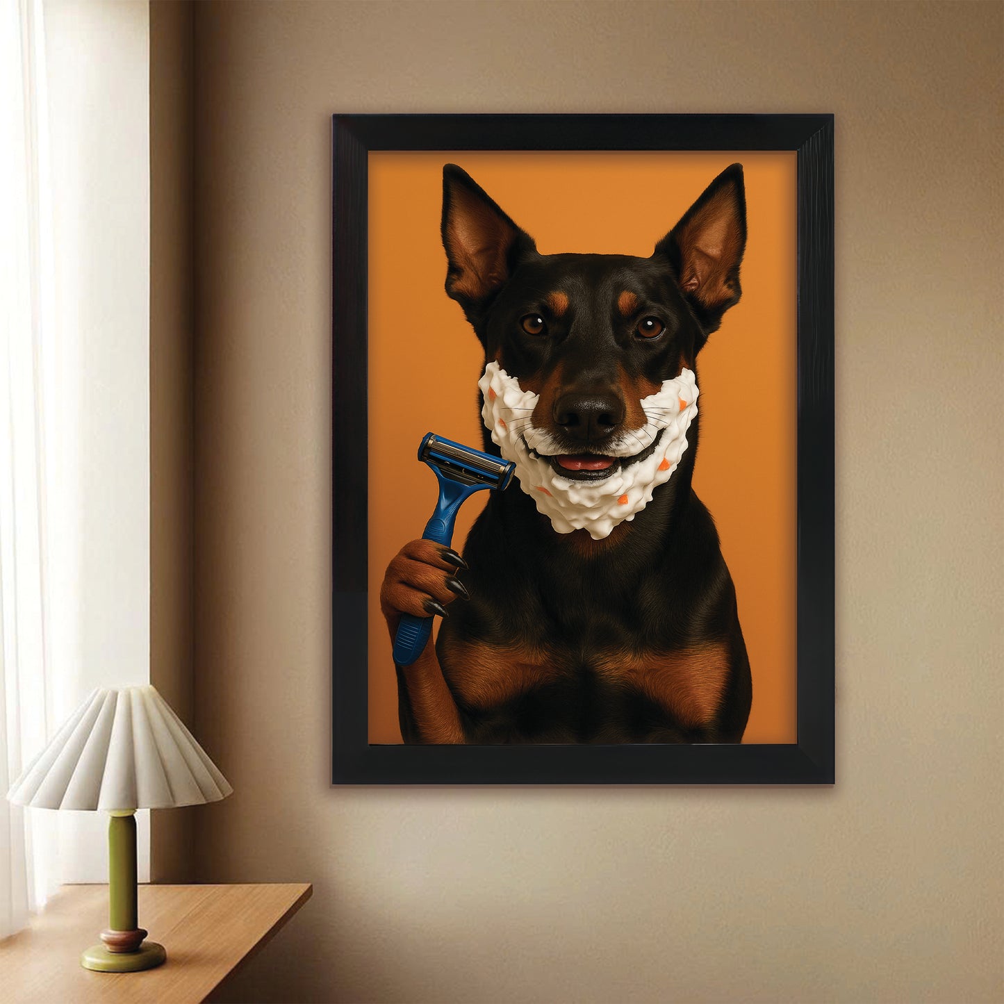 Custom Photo Dog Bathroom Style 36 Canvas Framed Wall Art Gift For Dog Lovers