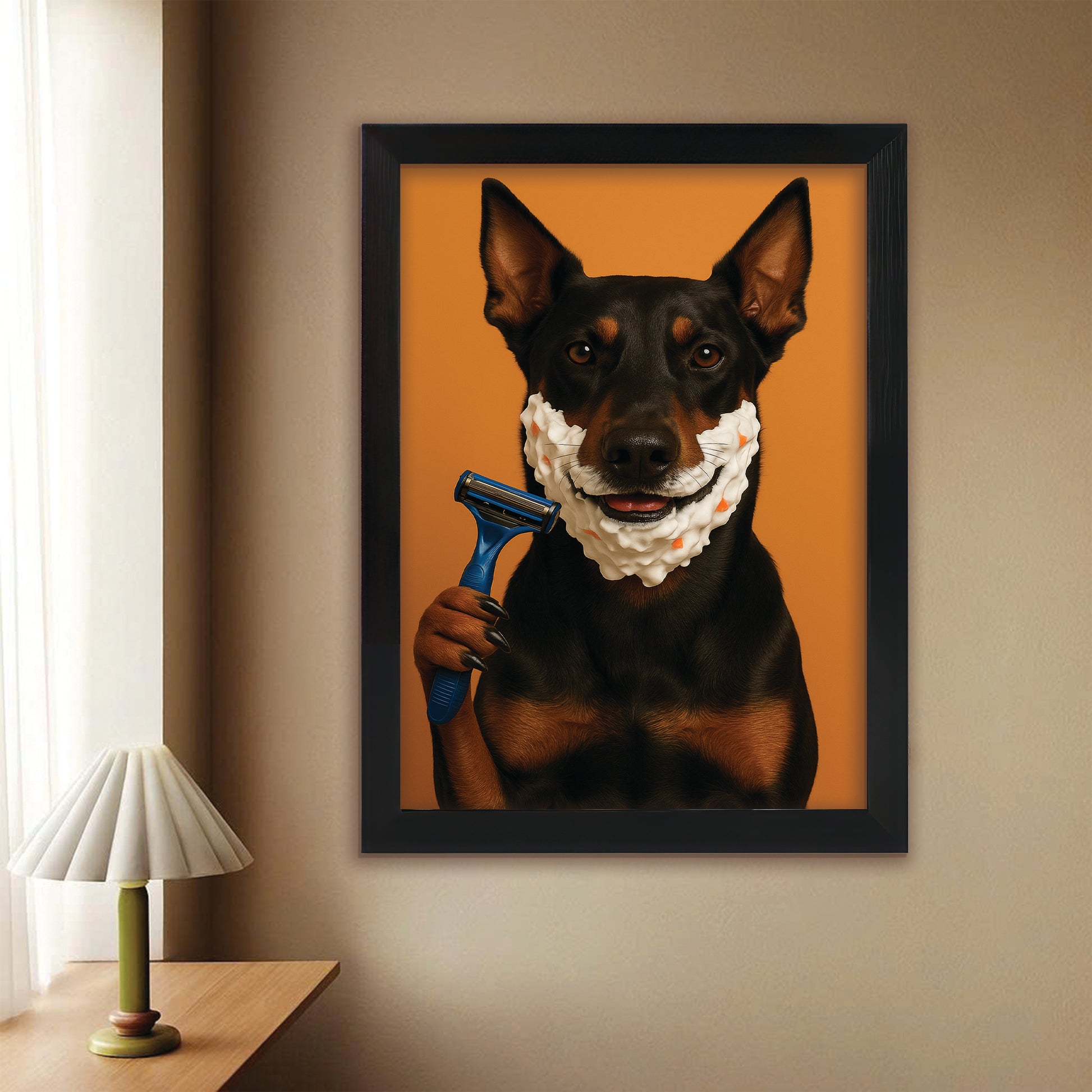 Custom Photo Dog Bathroom Style 36 Canvas Framed Wall Art Gift For Dog Lovers