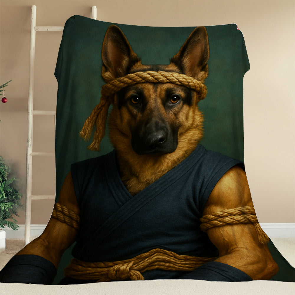 Custom Photo Fighter Warrior Art Dog BlanketGift For Dog Lovers