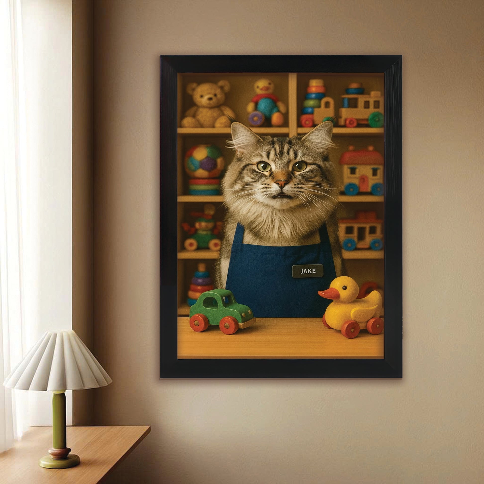 Custom Photo Toy Store Cat Canvas Framed Wall Art Gift For Cat Lovers