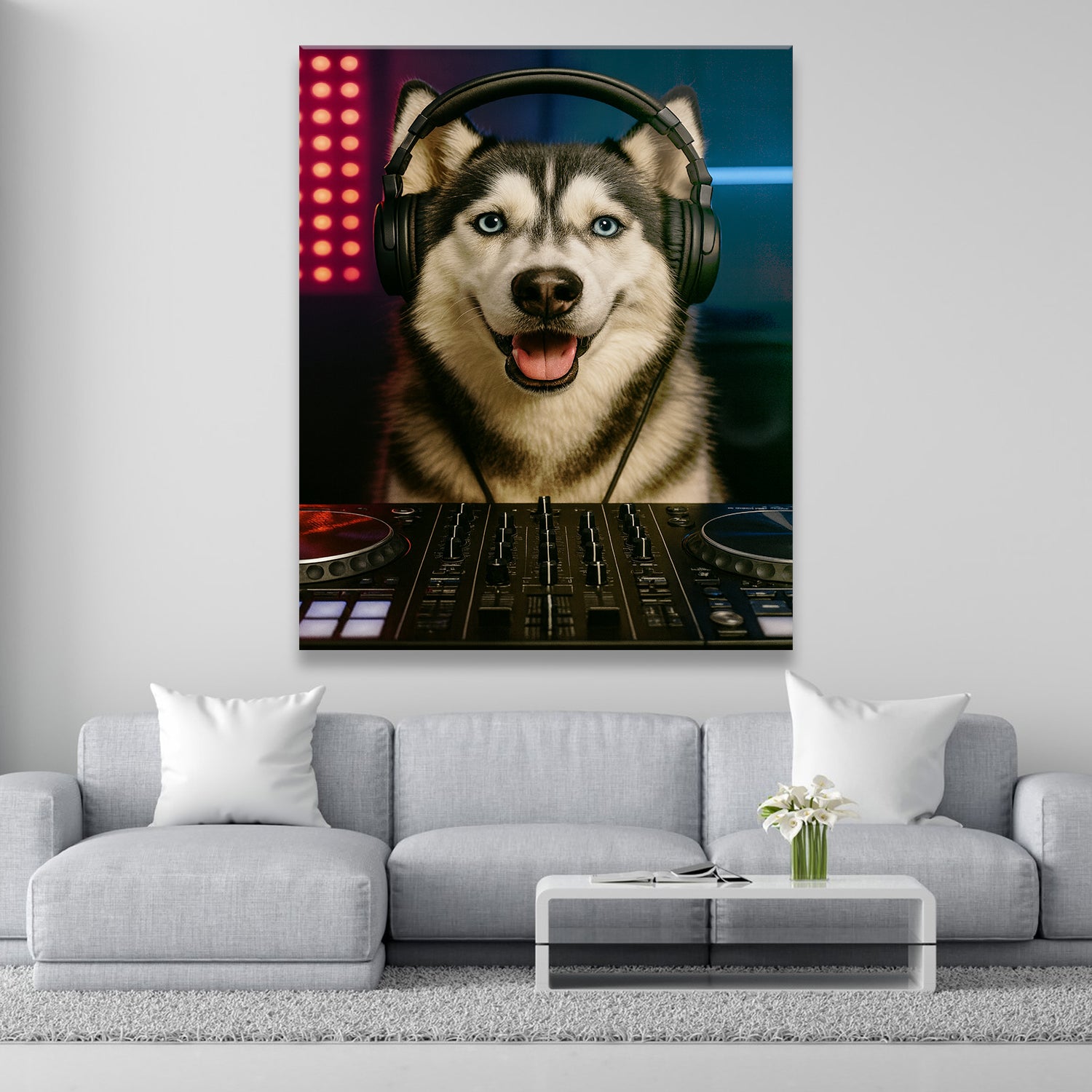 Custom Photo Dj Dog Canvas Gift For Dog Lovers
