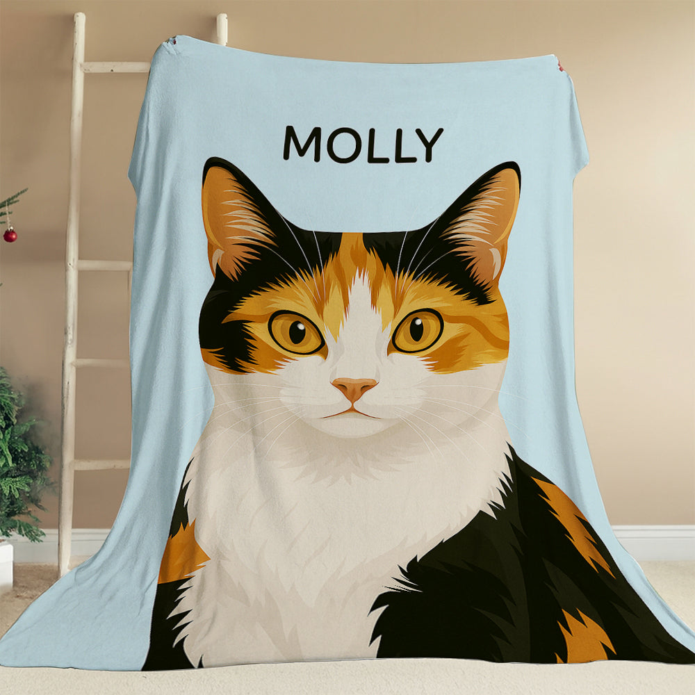 Custom Photo Minimalist Classic Cat Blanket Gift For Cat Lovers