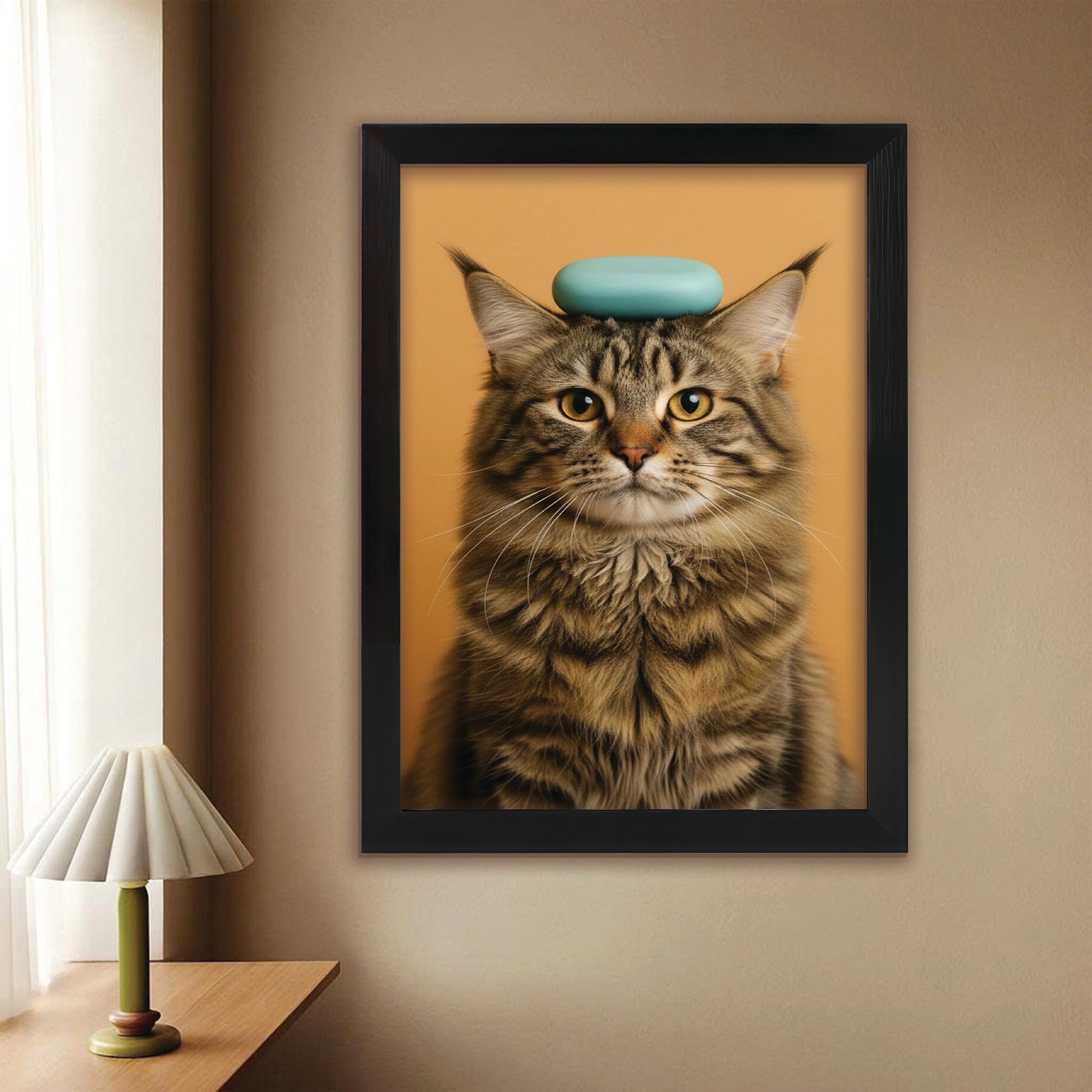 Custom Photo Cat Bathroom Style 24 Canvas Framed Wall Art Gift For Cat Lovers