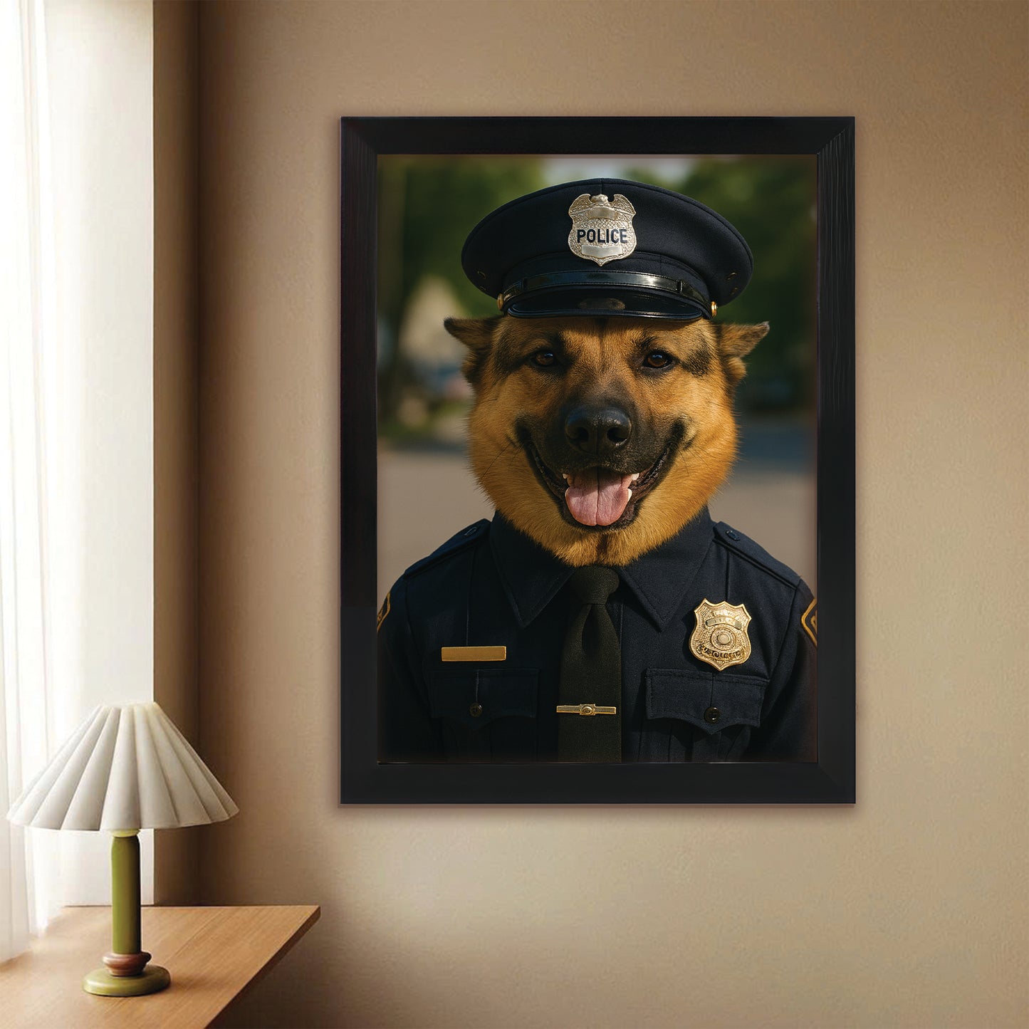 Custom Photo Police 2 Dog Canvas Framed Wall Art Gift For Dog Lovers