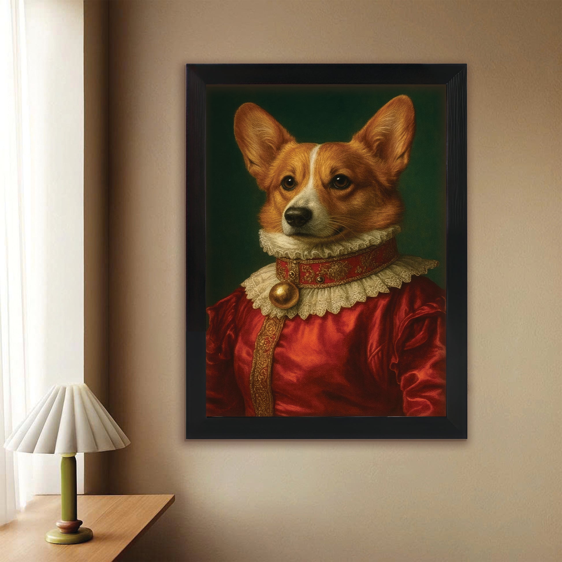 Custom Photo Dog Potrait Royal Canvas Framed Wall Art Gift For Dog Lovers