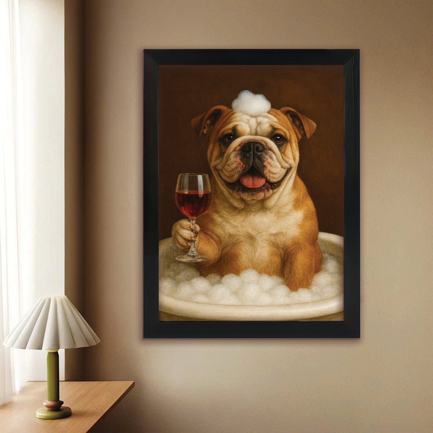 Custom Photo Dog Bathroom Style 27 Canvas Framed Wall Art Gift For Dog Lovers