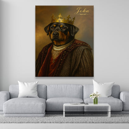 Custom Photo Crown King Dog Canvas Gift For Dog Lovers