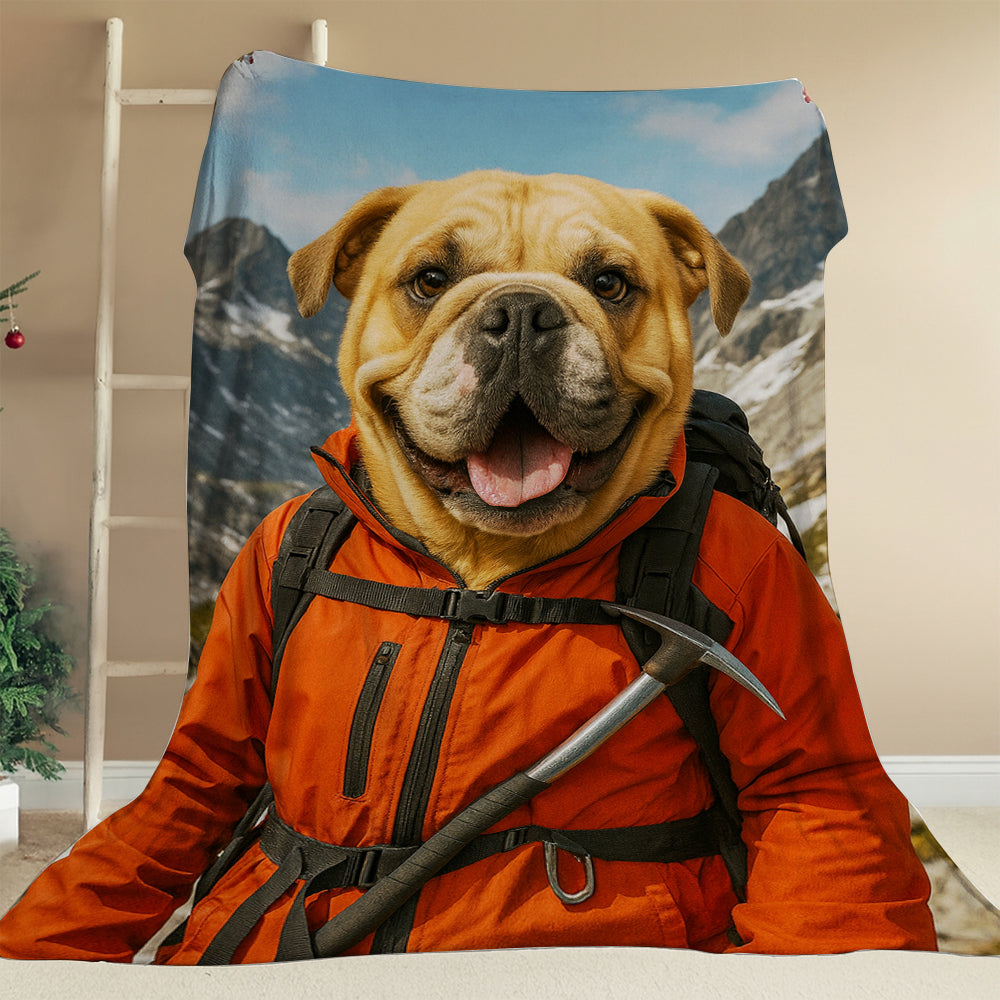 Custom Photo Mountaineer Climbing Dog BlanketGift For Dog Lovers