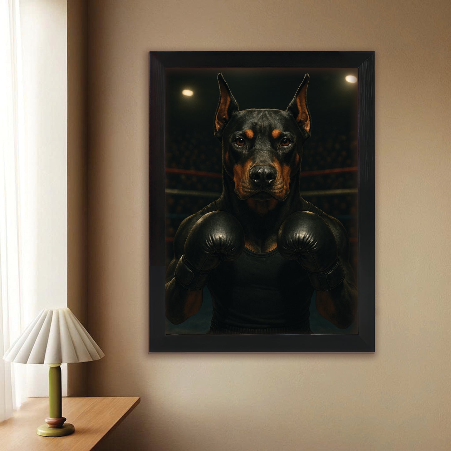 Custom Photo Boxing Dog Canvas Framed Wall Art Gift For Dog Lovers