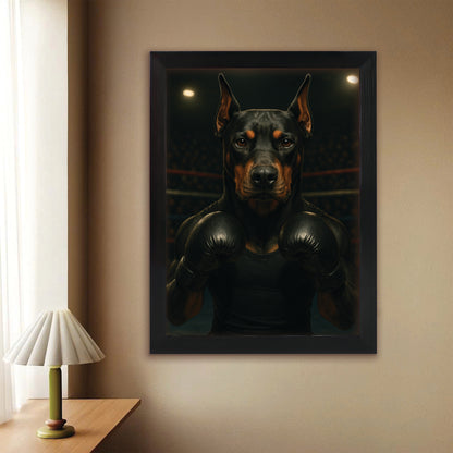 Custom Photo Boxing Dog Canvas Framed Wall Art Gift For Dog Lovers