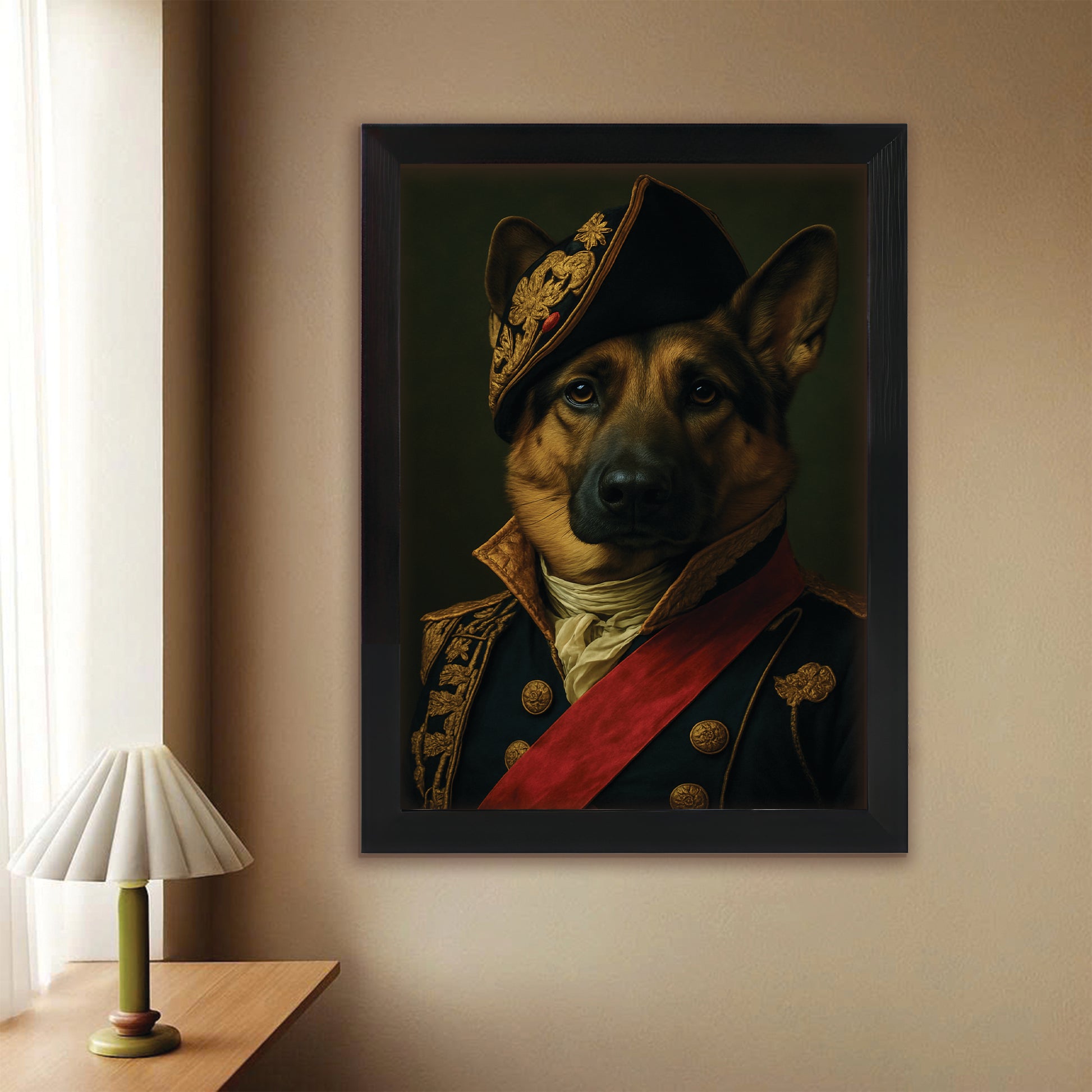 Custom Photo Portrait Royal Dog Canvas Framed Wall Art Gift For Dog Lovers