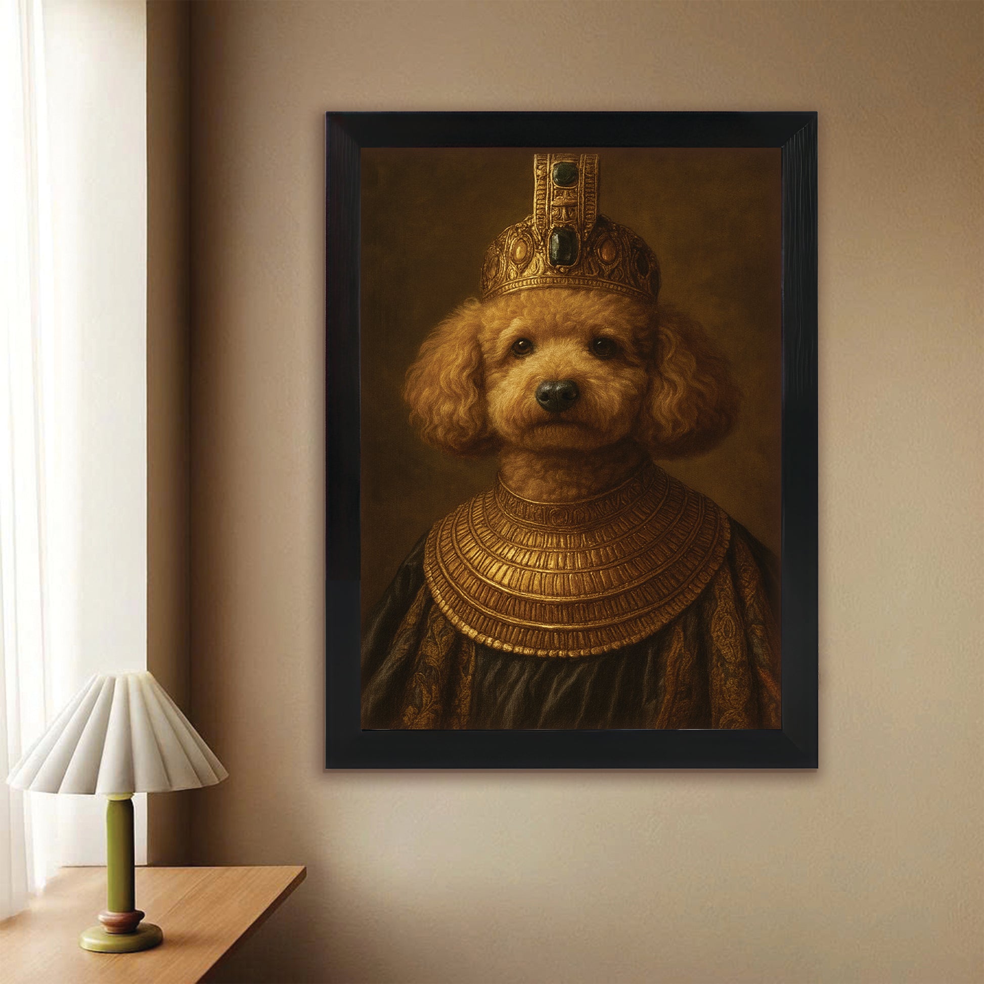 Custom Photo Dog Royal Style 1 Canvas Framed Wall Art Gift For Dog Lovers