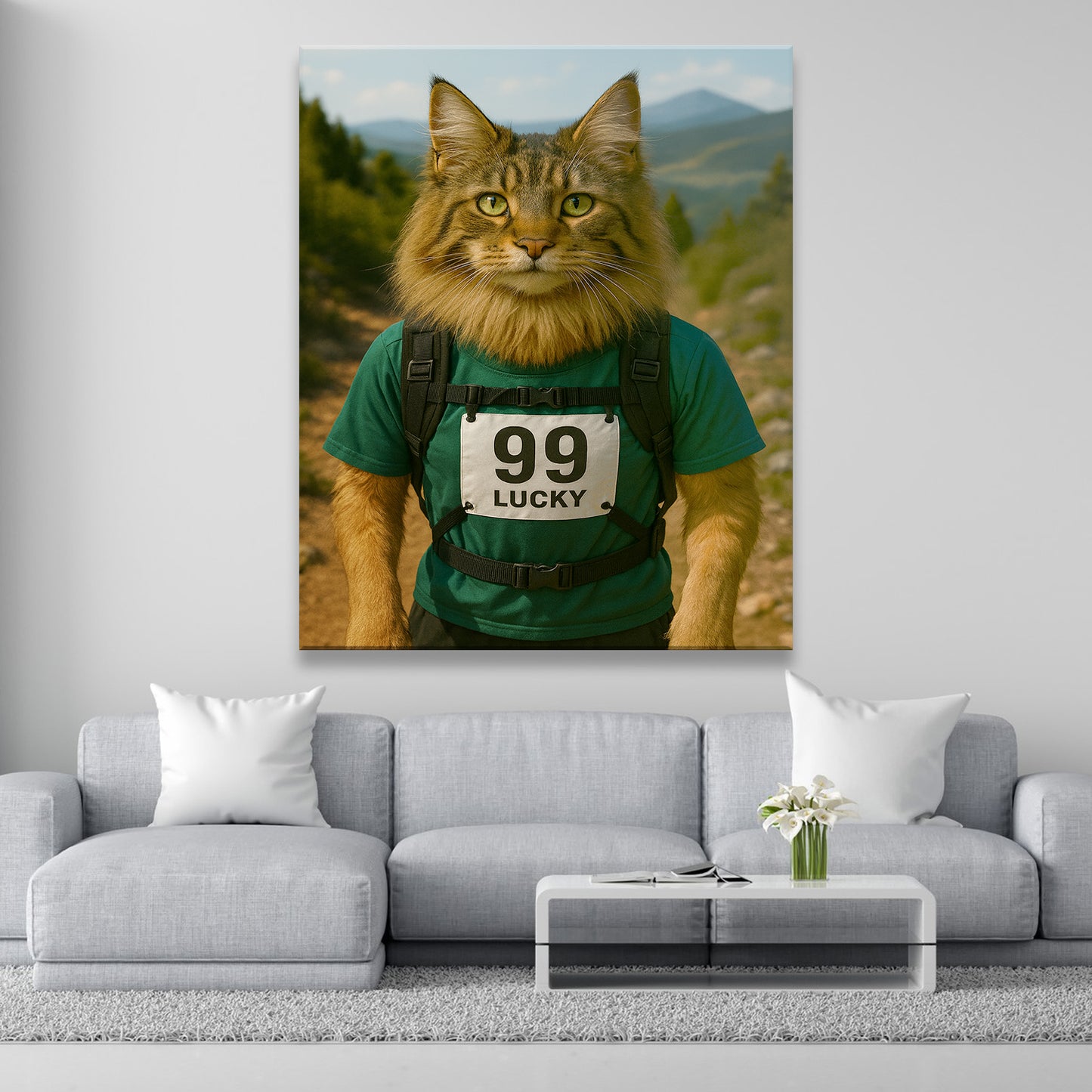 Custom Photo Trail Runner Cat Canvas Gift For Cat Lovers