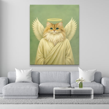 Custom Photo Angel Cat  Canvas Memorial Gift For Cat Lover