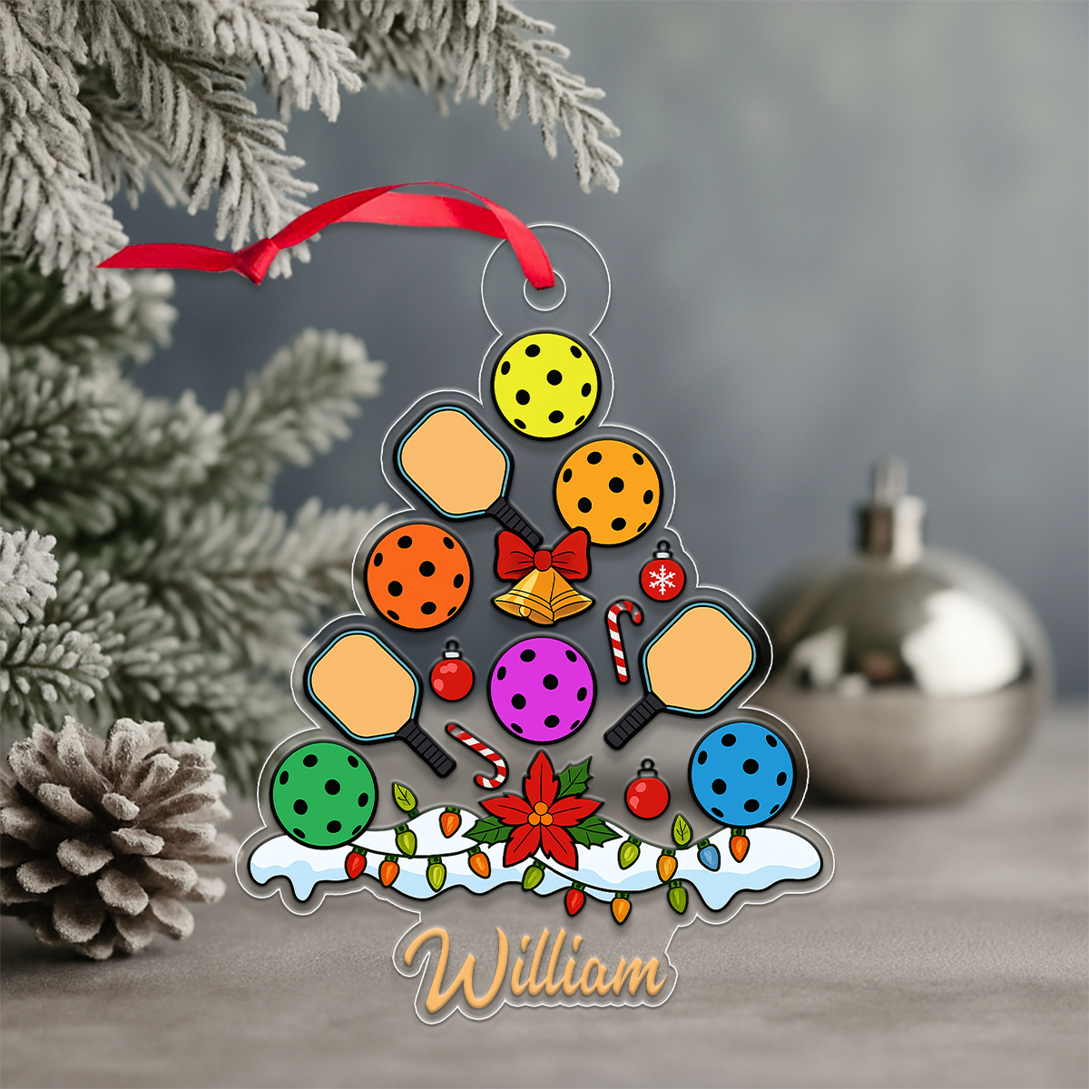 Custom Name Pickleball Christmas Acrylic Ornament Christmas Gift