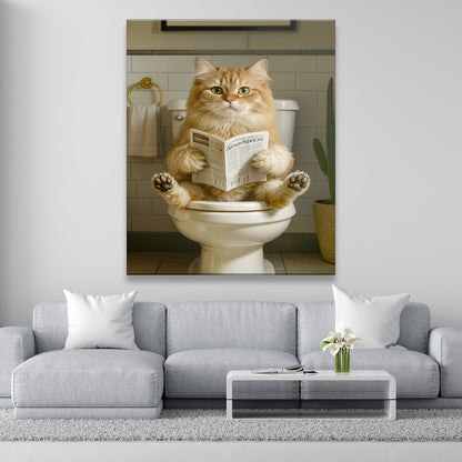 Custom Photo Cat Bathroom Style Canvas Gift For Cat Lovers