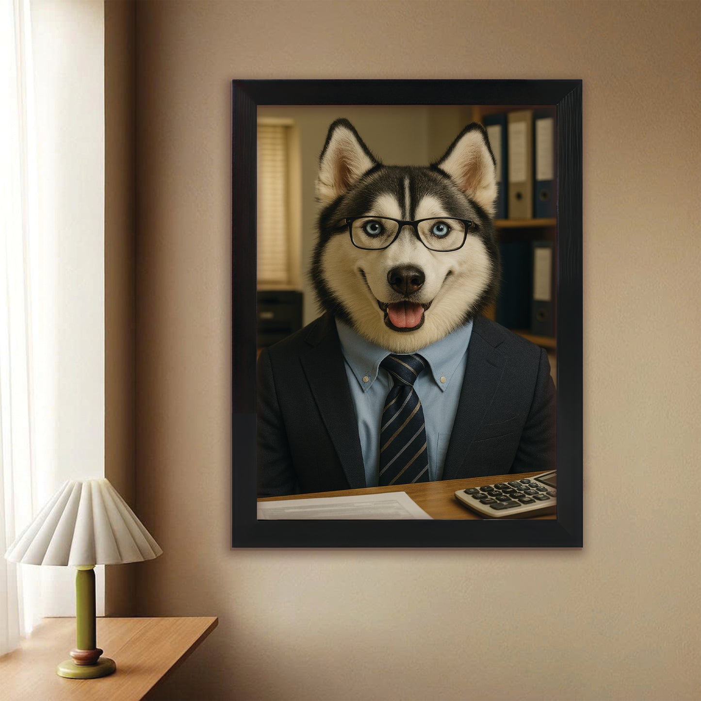 Custom Photo Accountant Dog Canvas Framed Wall Art Gift For Dog Lovers