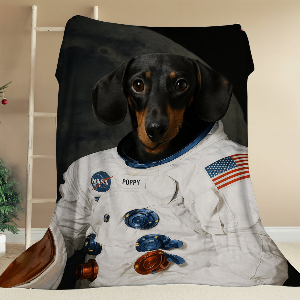 Custom Photo Dog Astronaut Blanket Gift For Dog Lover