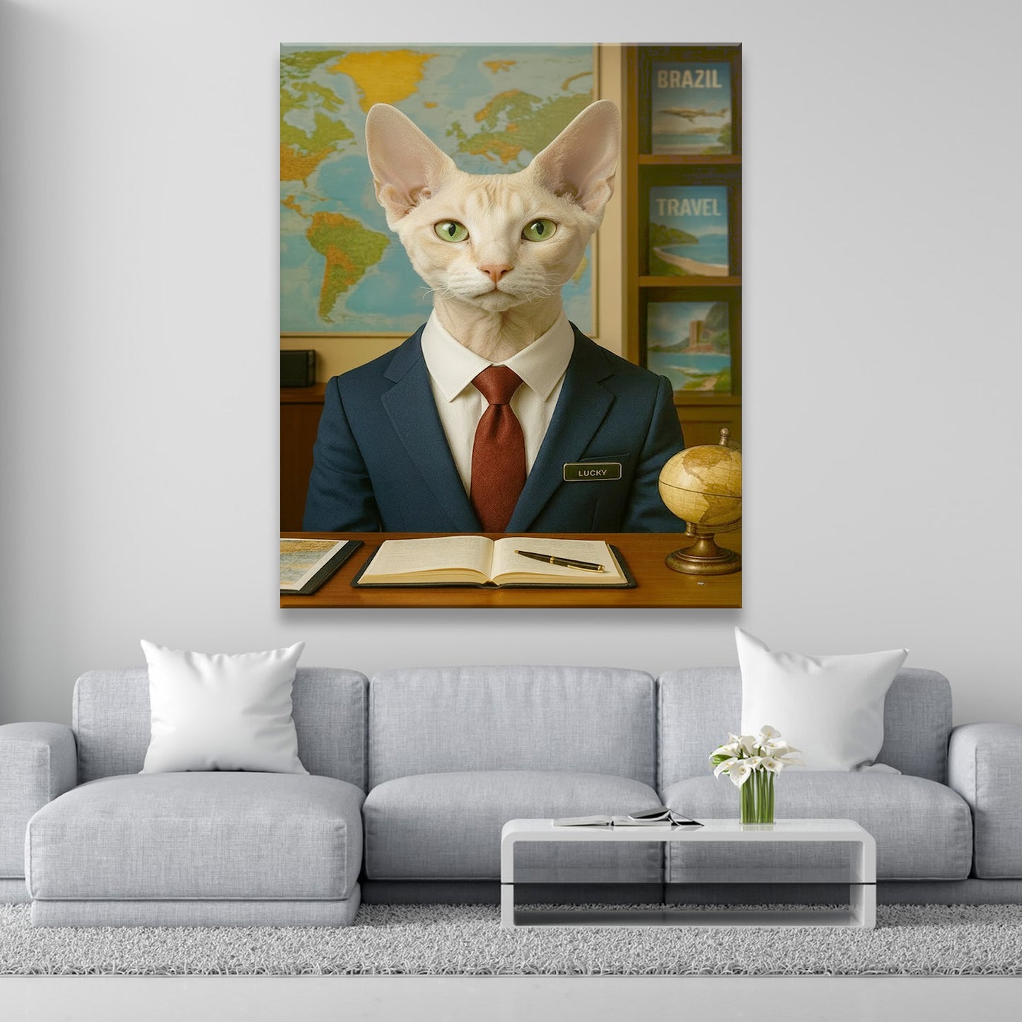Custom Photo Travel Agent Cat Canvas Gift For Cat Lovers