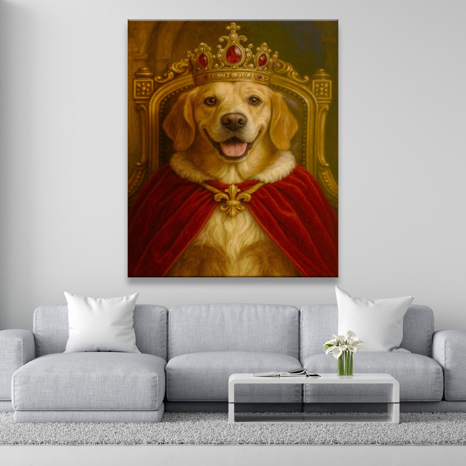 Custom Photo Royal Dog Potrait Canvas Gift For Dog Lovers
