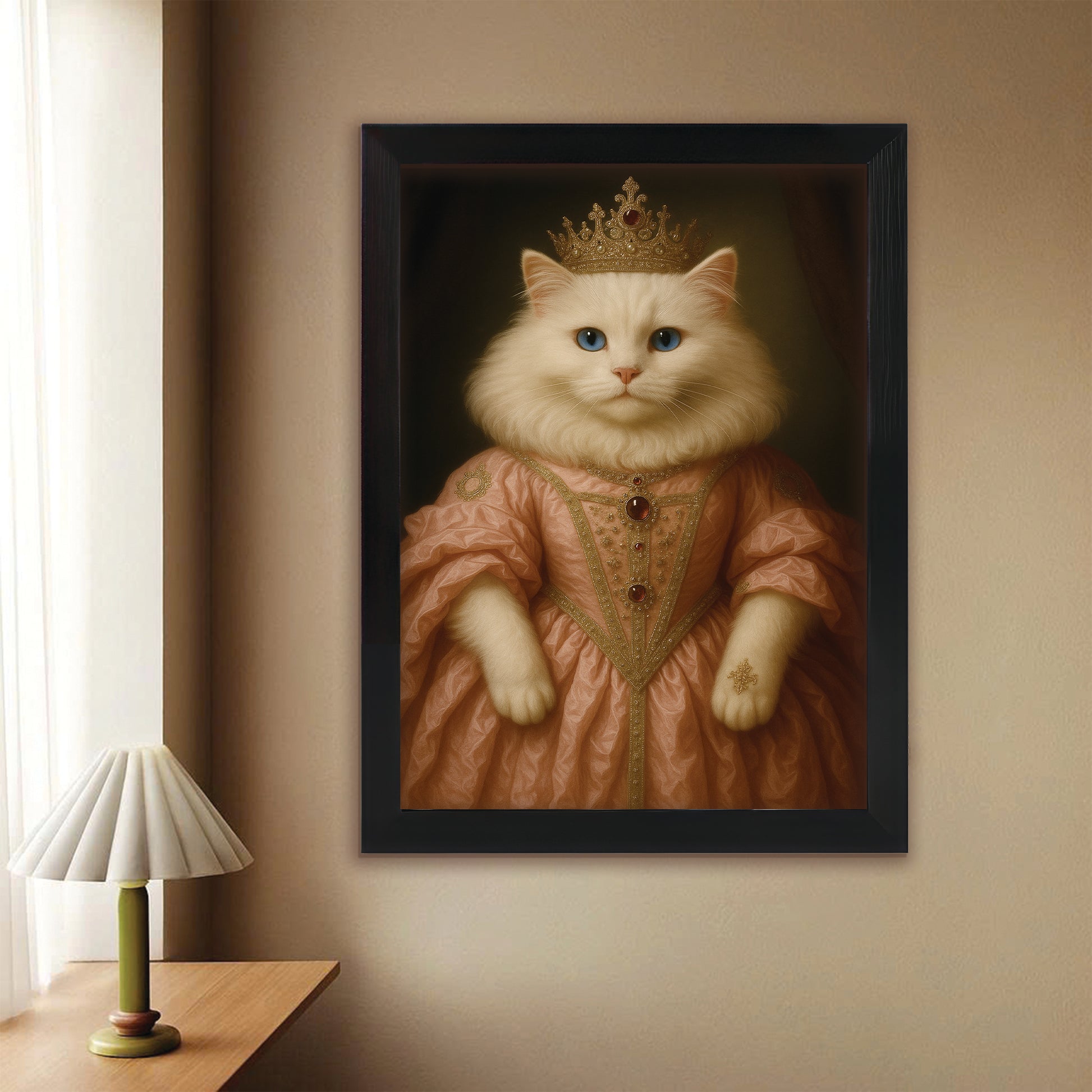 Custom Cat Queen Royal Canvas Framed Wall Art