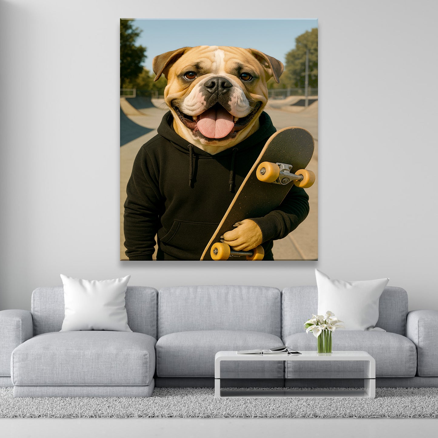 Custom Photo Skater Skateboard Canvas Gift For Dog Lovers