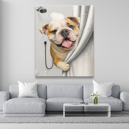 Custom Dog Photo Dog In Bathroom Canvas Gift For Dog Lovers