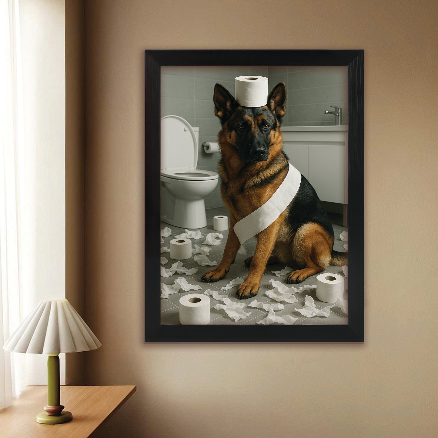 Custom Photo Dog Bathroom Style 19 Canvas Framed Wall Art Gift For Dog Lovers