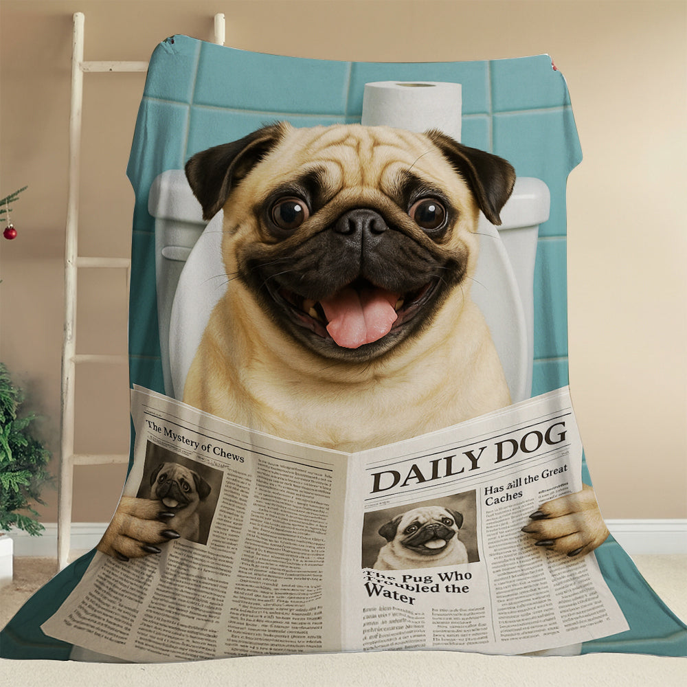 Custom Photo Dog Toilet Bathroom Blanket Gift For Dog Lover