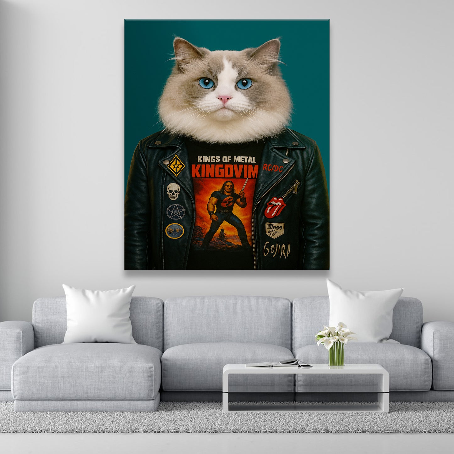Custom Photo Cat Rock n Roll Canvas