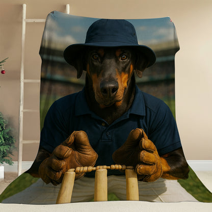 Custom Photo Cricket Player Dog BlanketGift For Dog Lovers