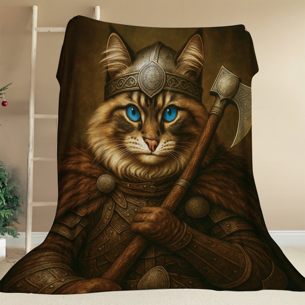 Custom Cat Photo Viking Warrior Blanket _ Gift For Cat