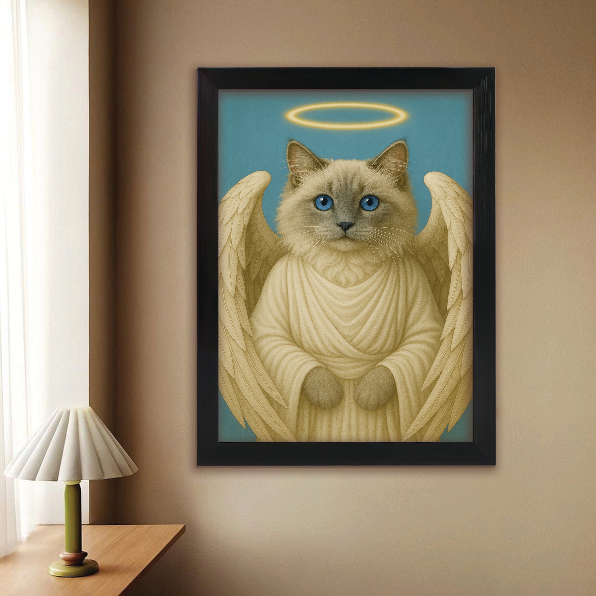 Custom Cat Photo Memorial Canvas Framed Wall Art _ Memorial Gift For Cat