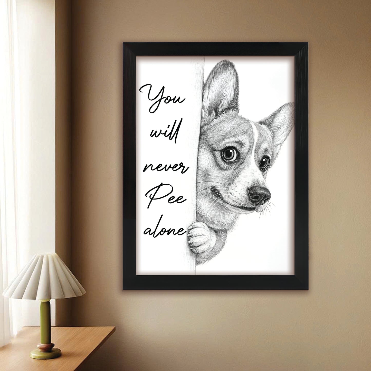 Custom Photo Dog Breed Bathroom Canvas Framed Wall Art Gift For Dog Lovers