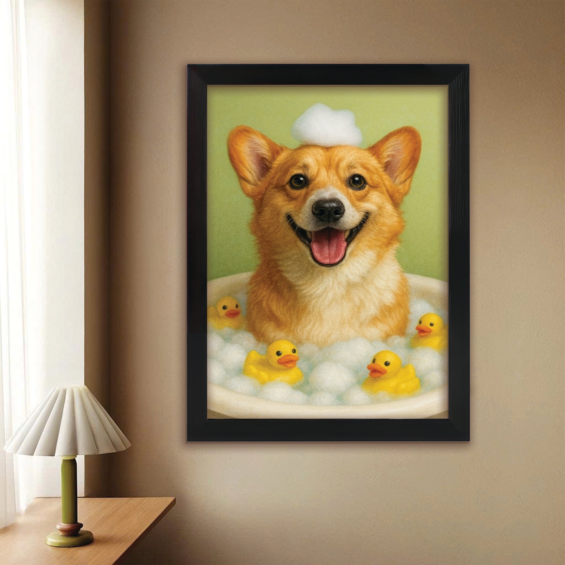 Custom Photo Dog Bathroom Style 25 Canvas Framed Wall Art Gift For Dog Lovers