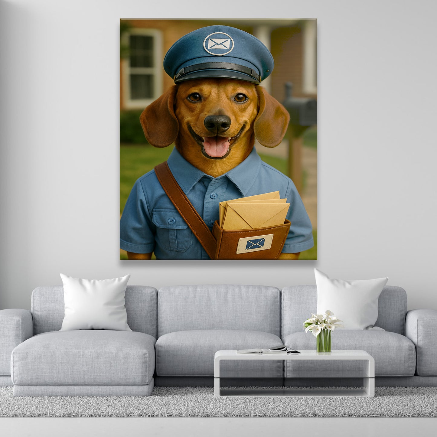 Custom Photo Mail Carrier Dog Canvas Gift For Dog Lovers