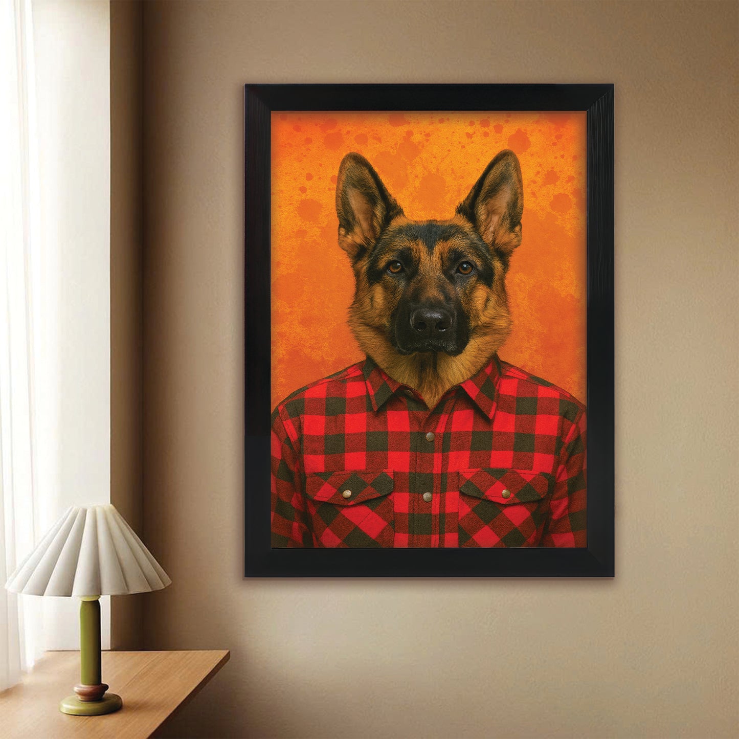 Custom Photo Dog In Red Shirt Canvas Framed Wall Art Gift For Dog Lovers