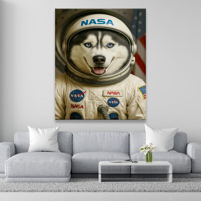 Custom Photo Astronaut Dog Canvas Gift For Dog Lovers