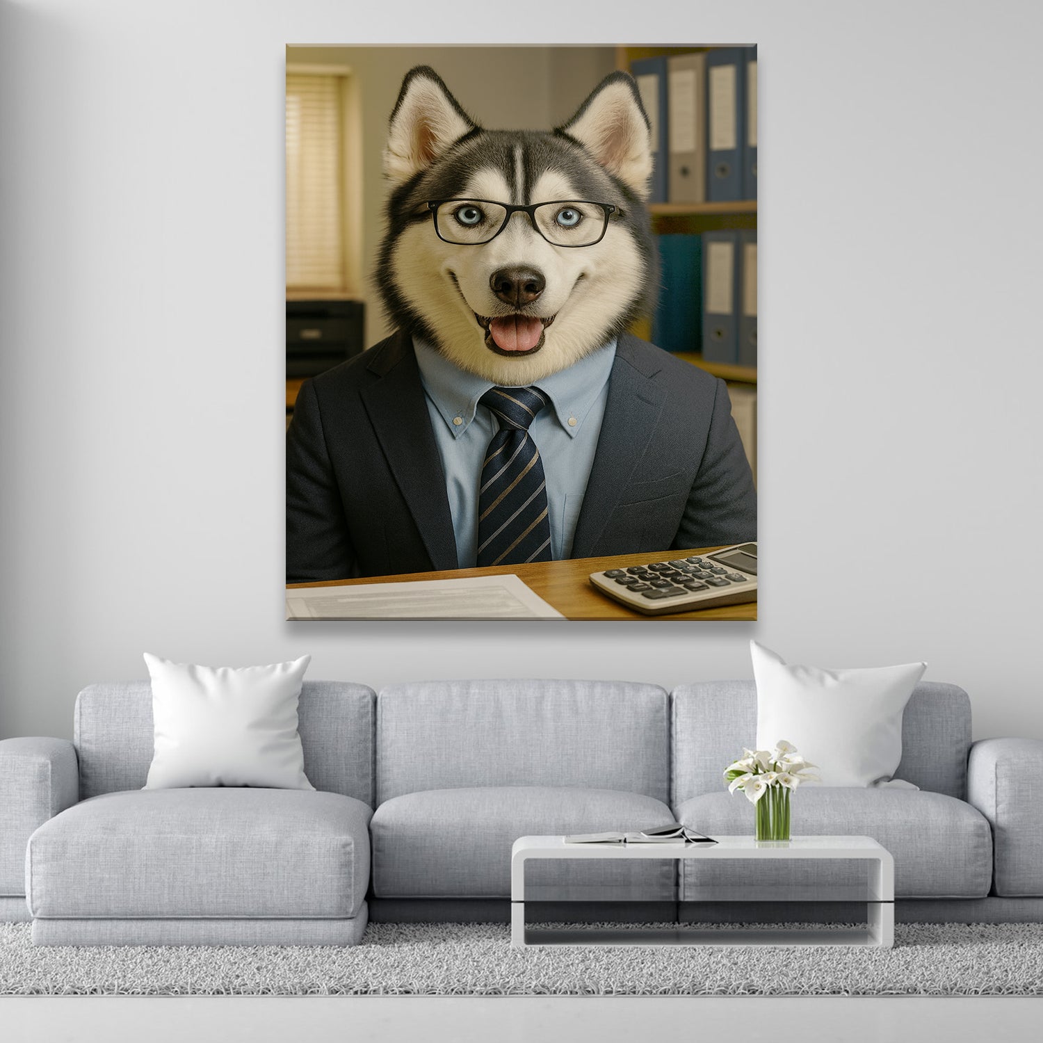 Custom Photo Accountant Dog Canvas Gift For Dog Lovers