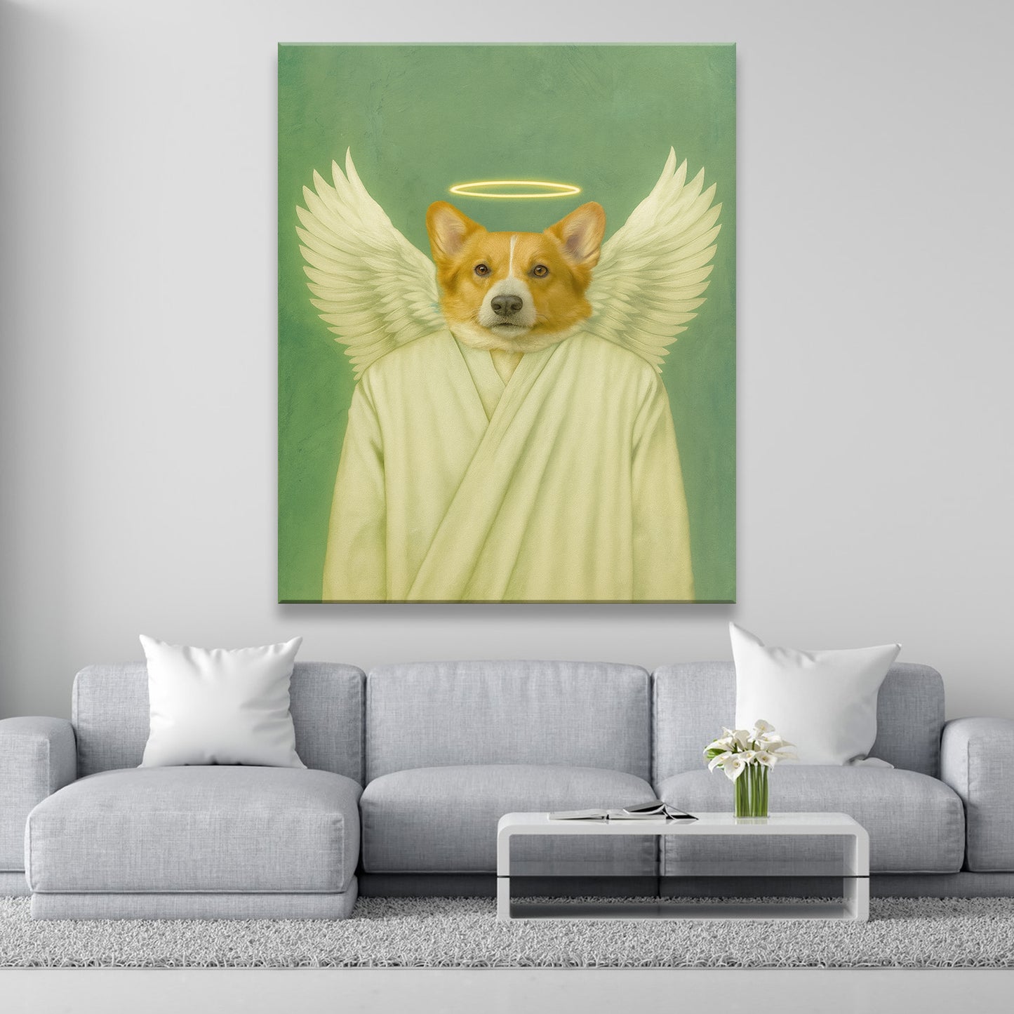 Custom Photo Angel Dog Canvas Memorial Gift For Dog