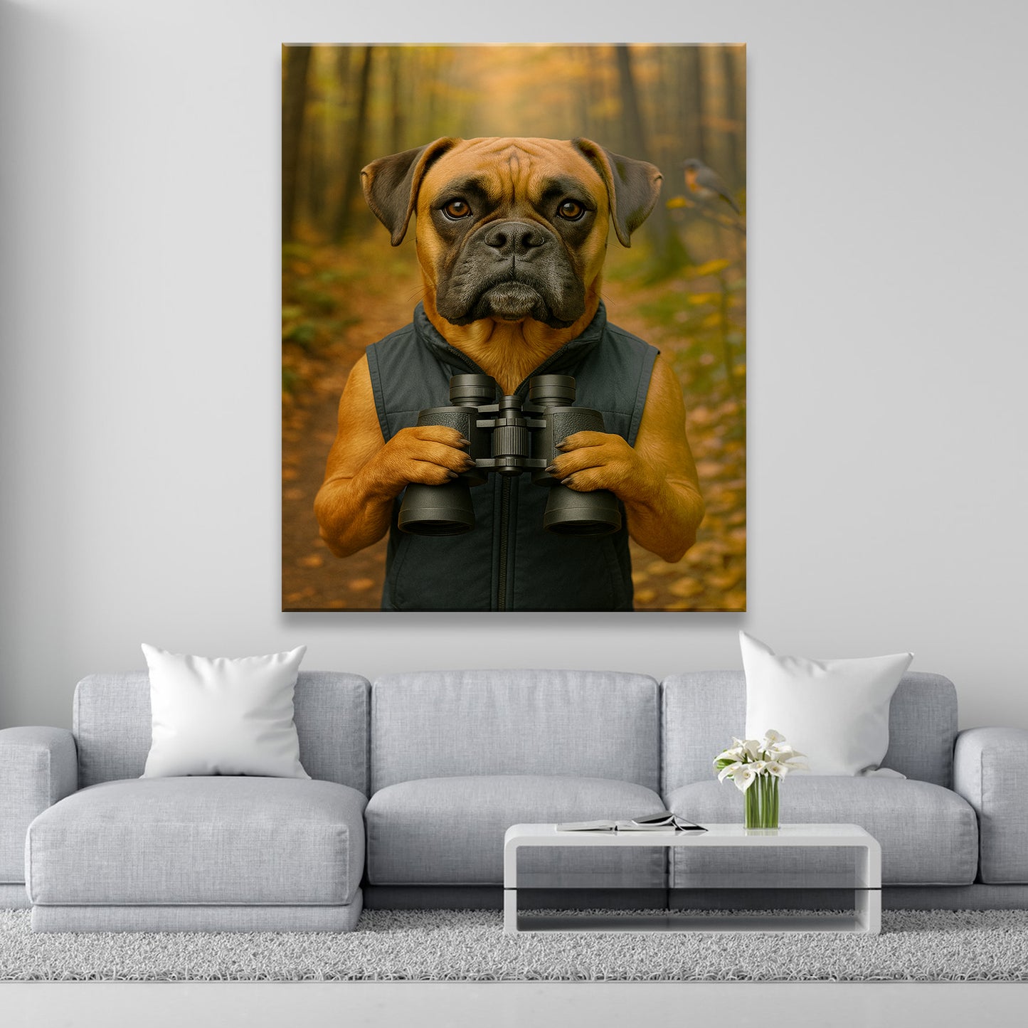 Custom Photo Bird Watching Dog Canvas Gift For Dog Lovers