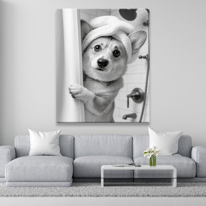 Custom Photo Dog Bathroom Canvas Gift For Dog Lovers